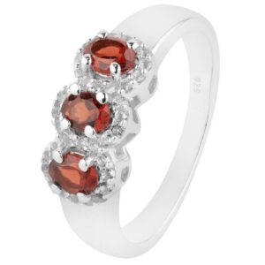 Sterling Silver "S" Curve Ring with Multi-Stone Garnet